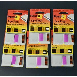 Post-It Tape Flags 680-S Plaid Vintage New NOS Sample Packs of 6